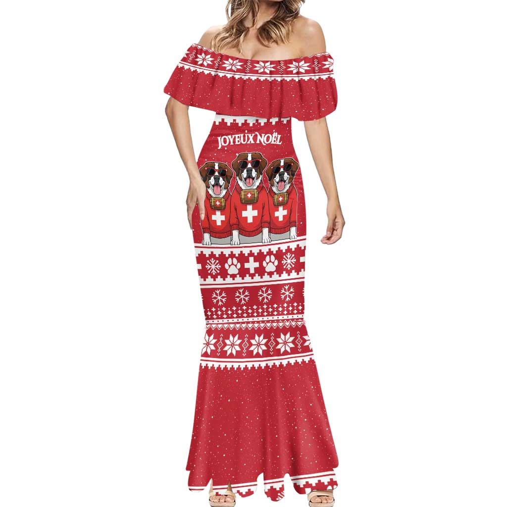 Saint Bernard Dog Switzerland Christmas Mermaid Dress - Wonder Print Shop