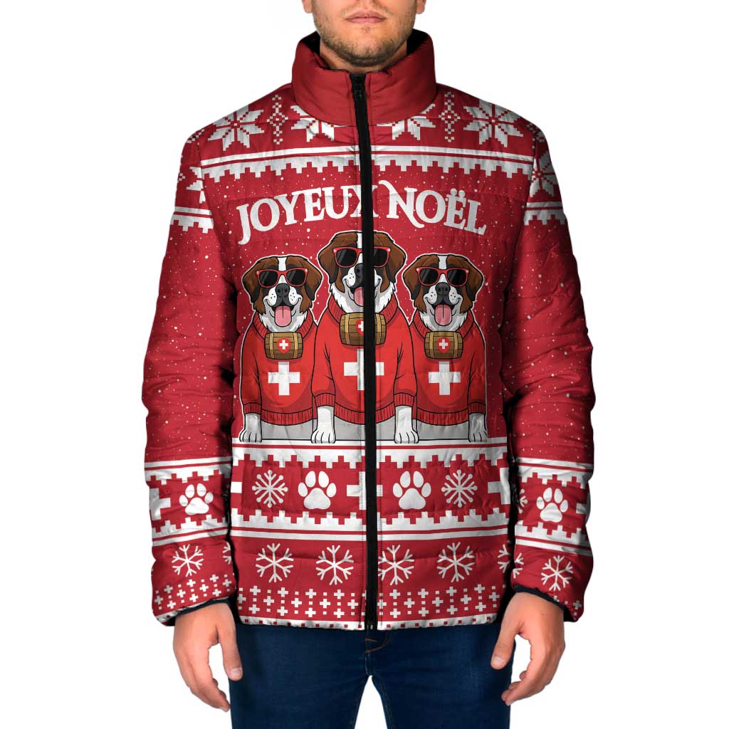 Saint Bernard Dog Switzerland Christmas Padded Jacket - Wonder Print Shop
