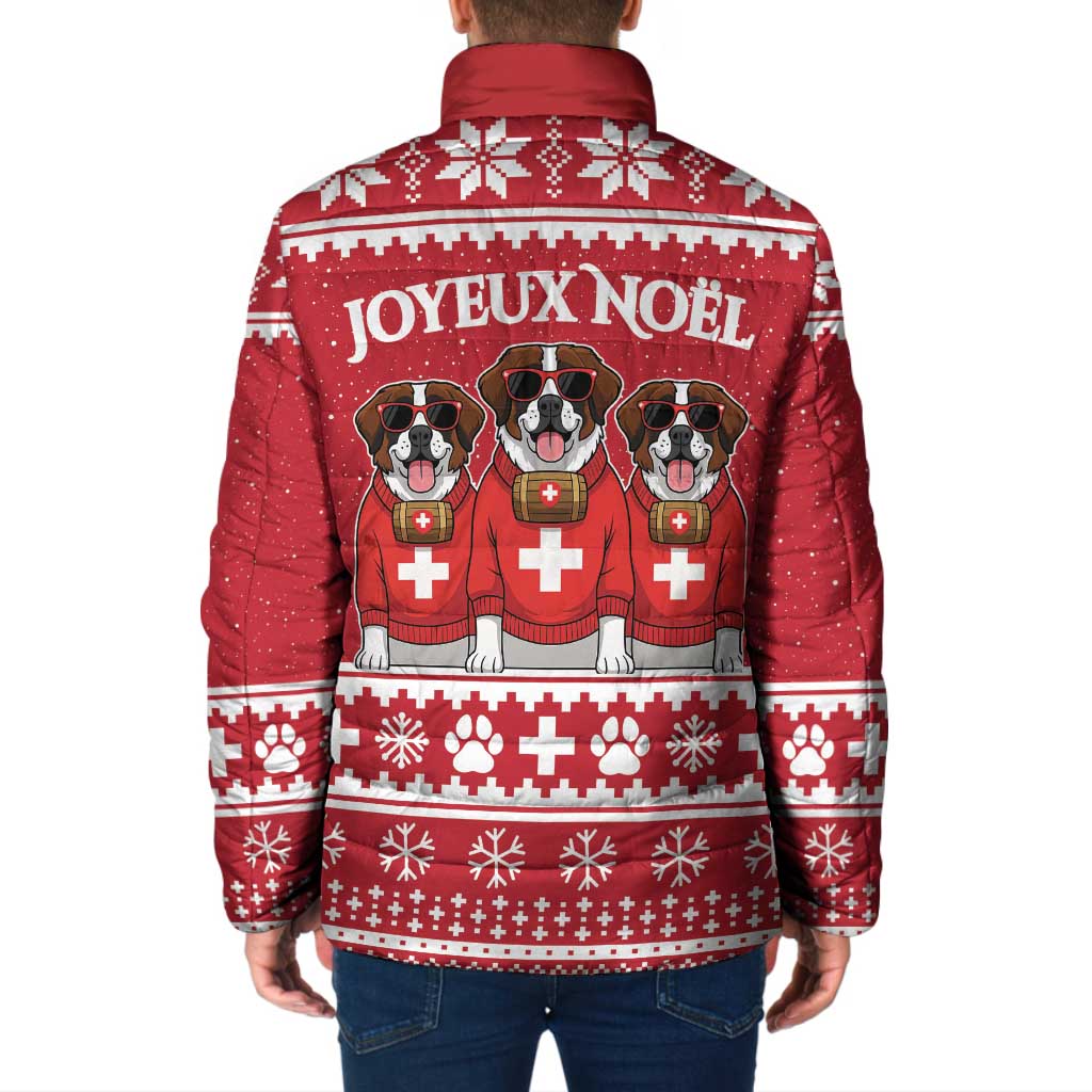 Saint Bernard Dog Switzerland Christmas Padded Jacket - Wonder Print Shop