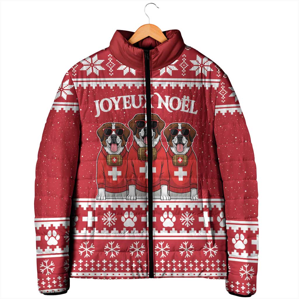 Saint Bernard Dog Switzerland Christmas Padded Jacket - Wonder Print Shop