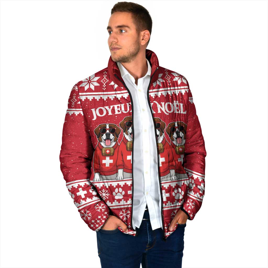 Saint Bernard Dog Switzerland Christmas Padded Jacket - Wonder Print Shop