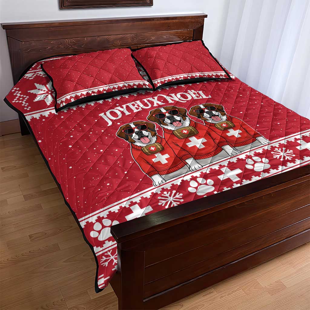 Saint Bernard Dog Switzerland Christmas Quilt Bed Set - Wonder Print Shop