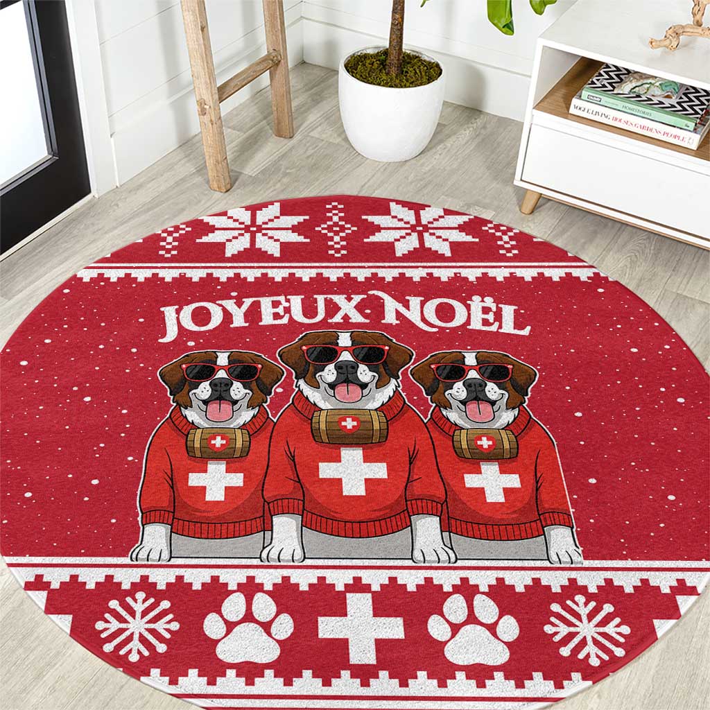 Saint Bernard Dog Switzerland Christmas Round Carpet - Wonder Print Shop