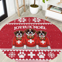 Saint Bernard Dog Switzerland Christmas Round Carpet - Wonder Print Shop