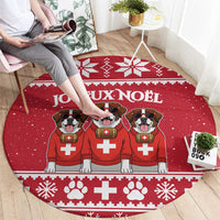 Saint Bernard Dog Switzerland Christmas Round Carpet - Wonder Print Shop