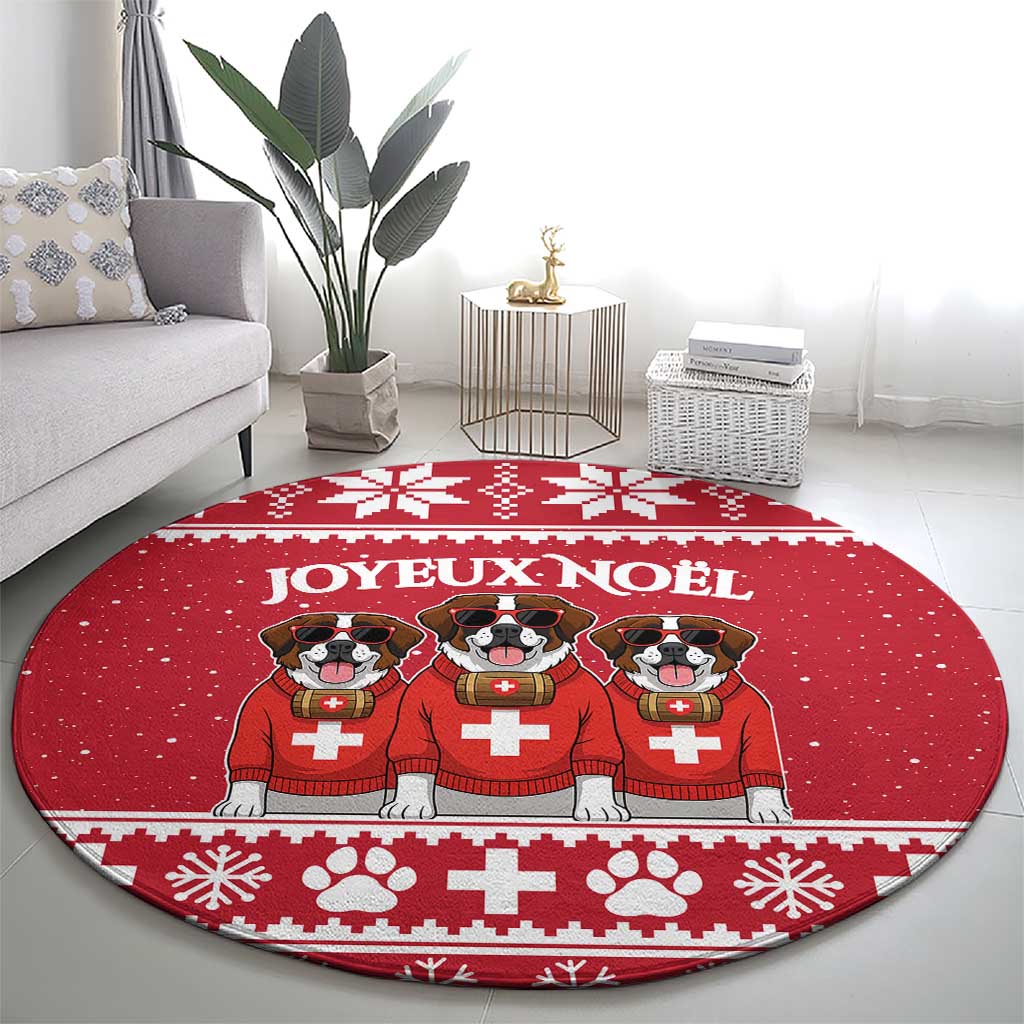 Saint Bernard Dog Switzerland Christmas Round Carpet - Wonder Print Shop