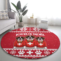 Saint Bernard Dog Switzerland Christmas Round Carpet - Wonder Print Shop