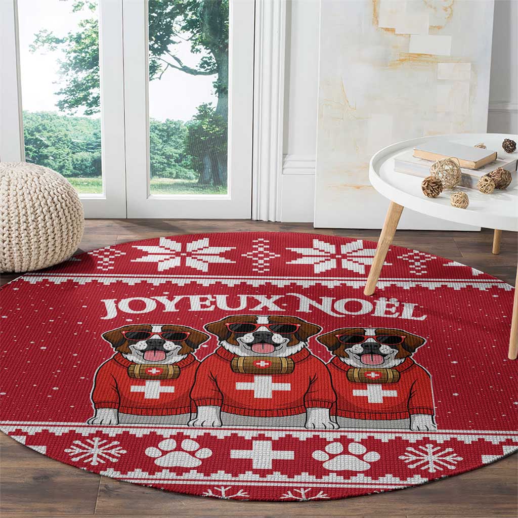 Saint Bernard Dog Switzerland Christmas Round Carpet - Wonder Print Shop
