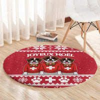 Saint Bernard Dog Switzerland Christmas Round Carpet - Wonder Print Shop
