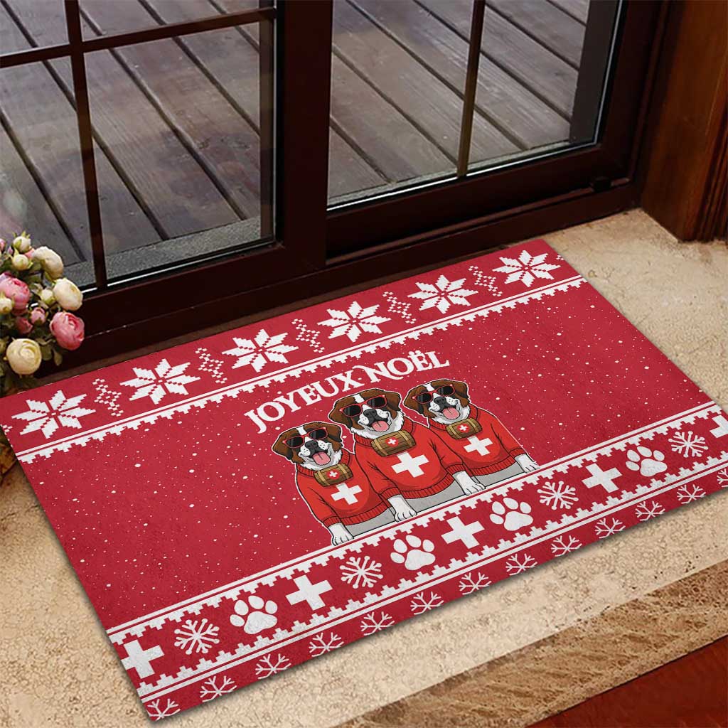 Saint Bernard Dog Switzerland Christmas Rubber Doormat - Wonder Print Shop