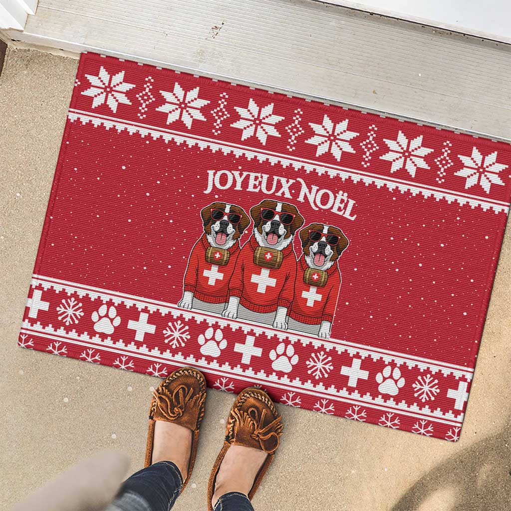 Saint Bernard Dog Switzerland Christmas Rubber Doormat - Wonder Print Shop