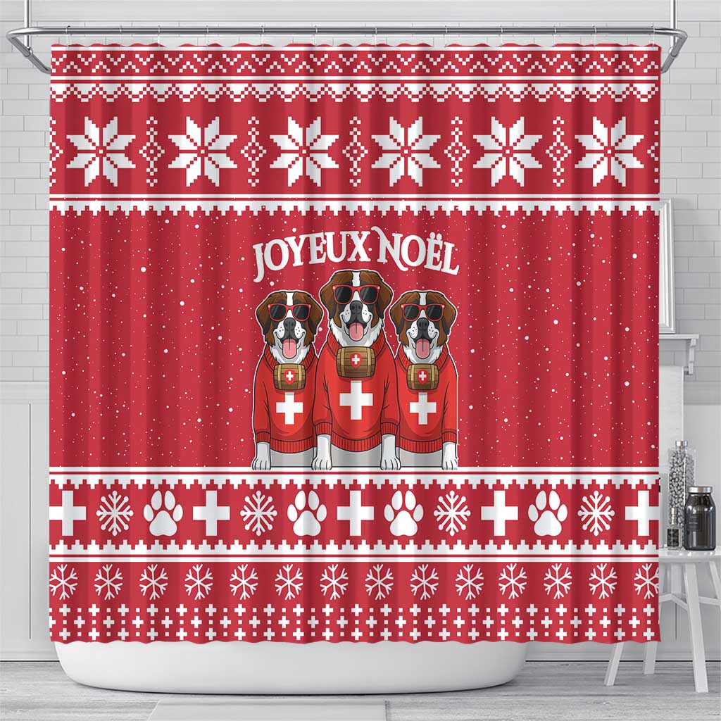 Saint Bernard Dog Switzerland Christmas Shower Curtain - Wonder Print Shop