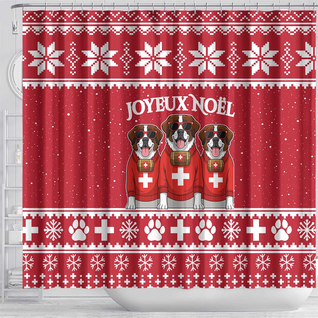 Saint Bernard Dog Switzerland Christmas Shower Curtain - Wonder Print Shop