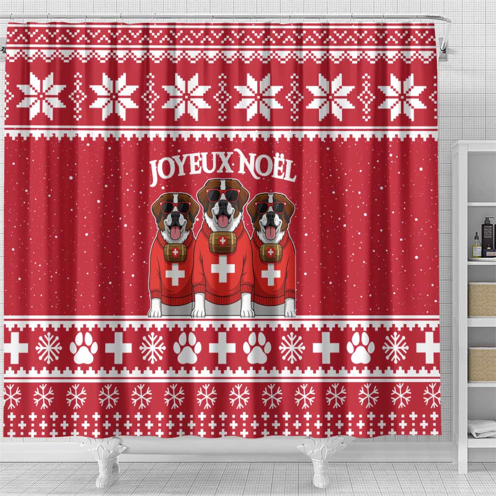 Saint Bernard Dog Switzerland Christmas Shower Curtain - Wonder Print Shop