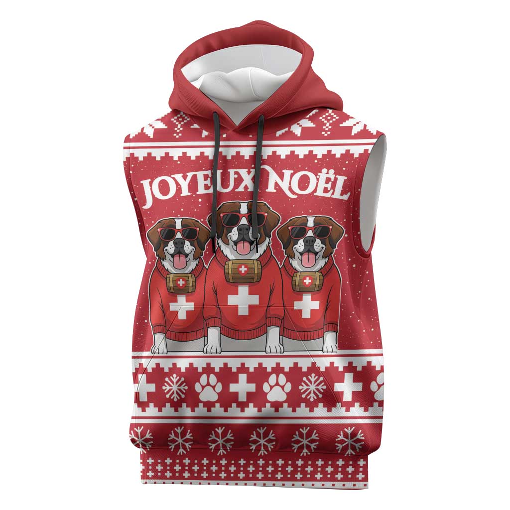 Saint Bernard Dog Switzerland Christmas Sleeveless Hoodie - Wonder Print Shop