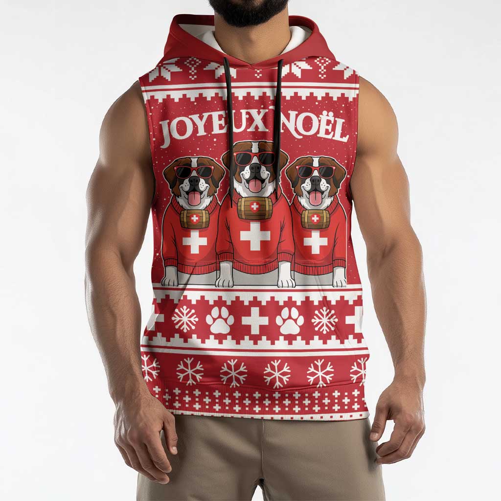 Saint Bernard Dog Switzerland Christmas Sleeveless Hoodie - Wonder Print Shop