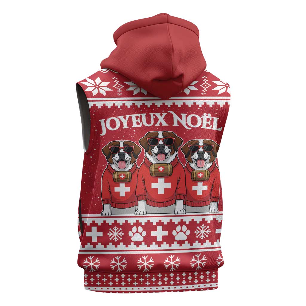 Saint Bernard Dog Switzerland Christmas Sleeveless Zip Hoodie - Wonder Print Shop