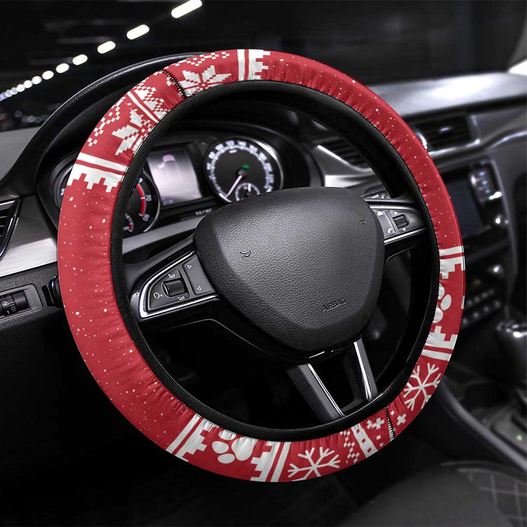 Saint Bernard Dog Switzerland Christmas Steering Wheel Cover - Wonder Print Shop