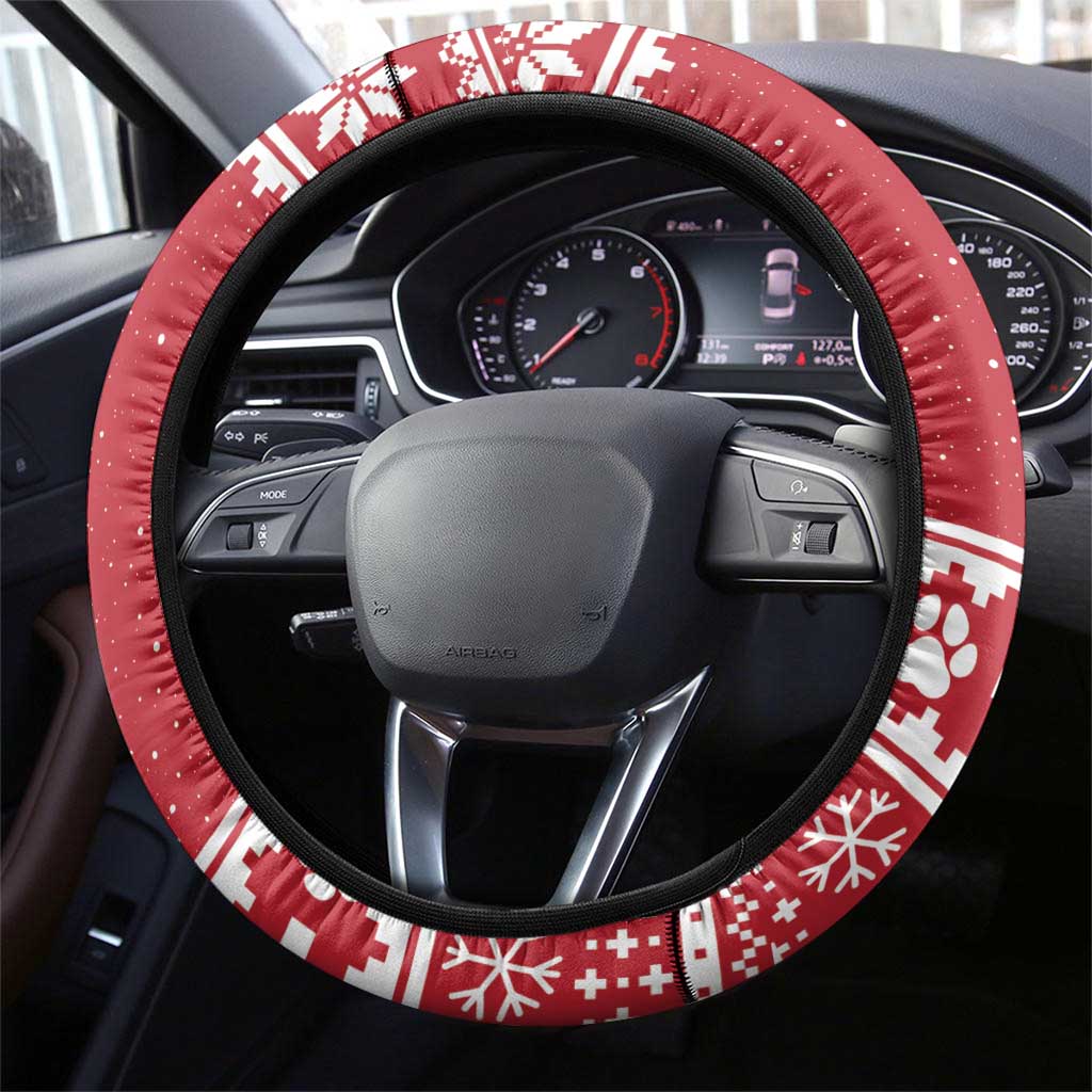 Saint Bernard Dog Switzerland Christmas Steering Wheel Cover - Wonder Print Shop