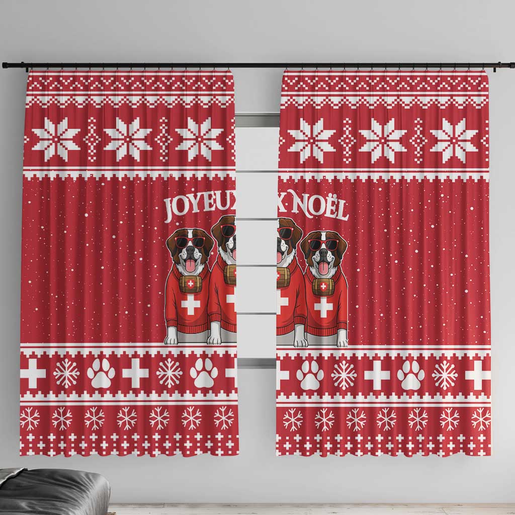 Saint Bernard Dog Switzerland Christmas Window Curtain - Wonder Print Shop