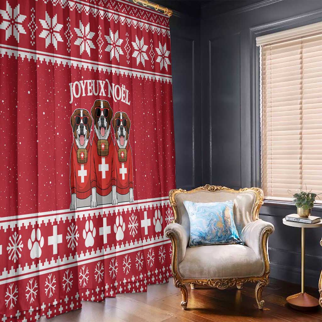 Saint Bernard Dog Switzerland Christmas Window Curtain - Wonder Print Shop