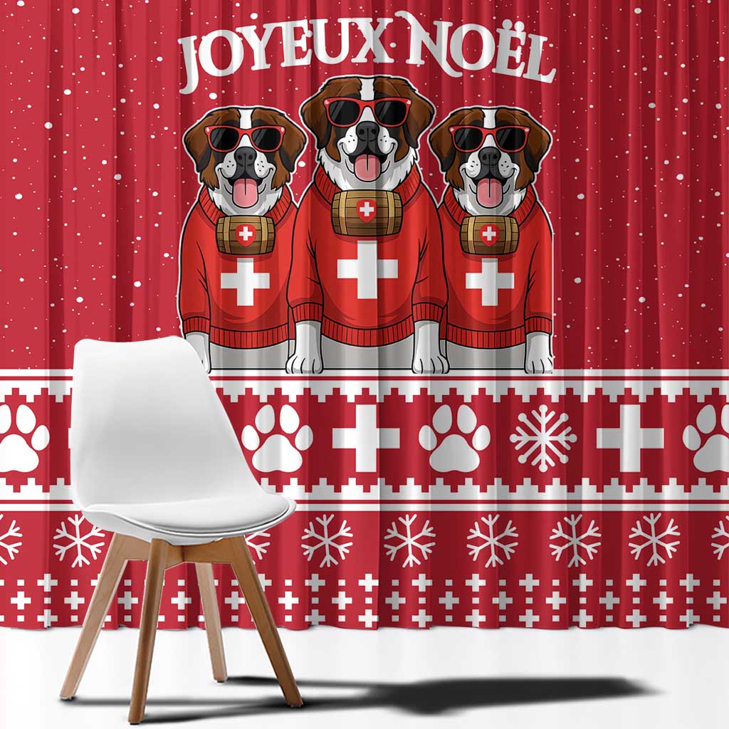 Saint Bernard Dog Switzerland Christmas Window Curtain - Wonder Print Shop