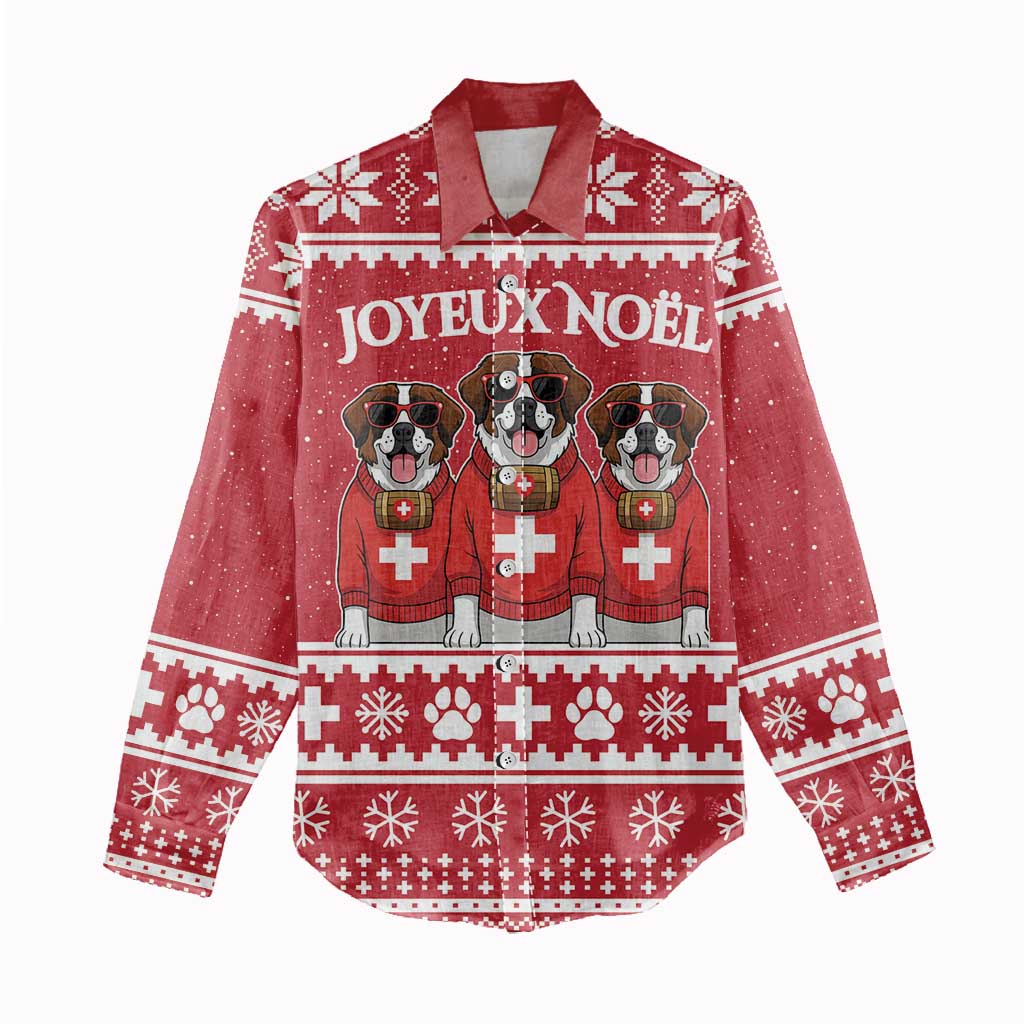 Saint Bernard Dog Switzerland Christmas Women Casual Shirt - Wonder Print Shop