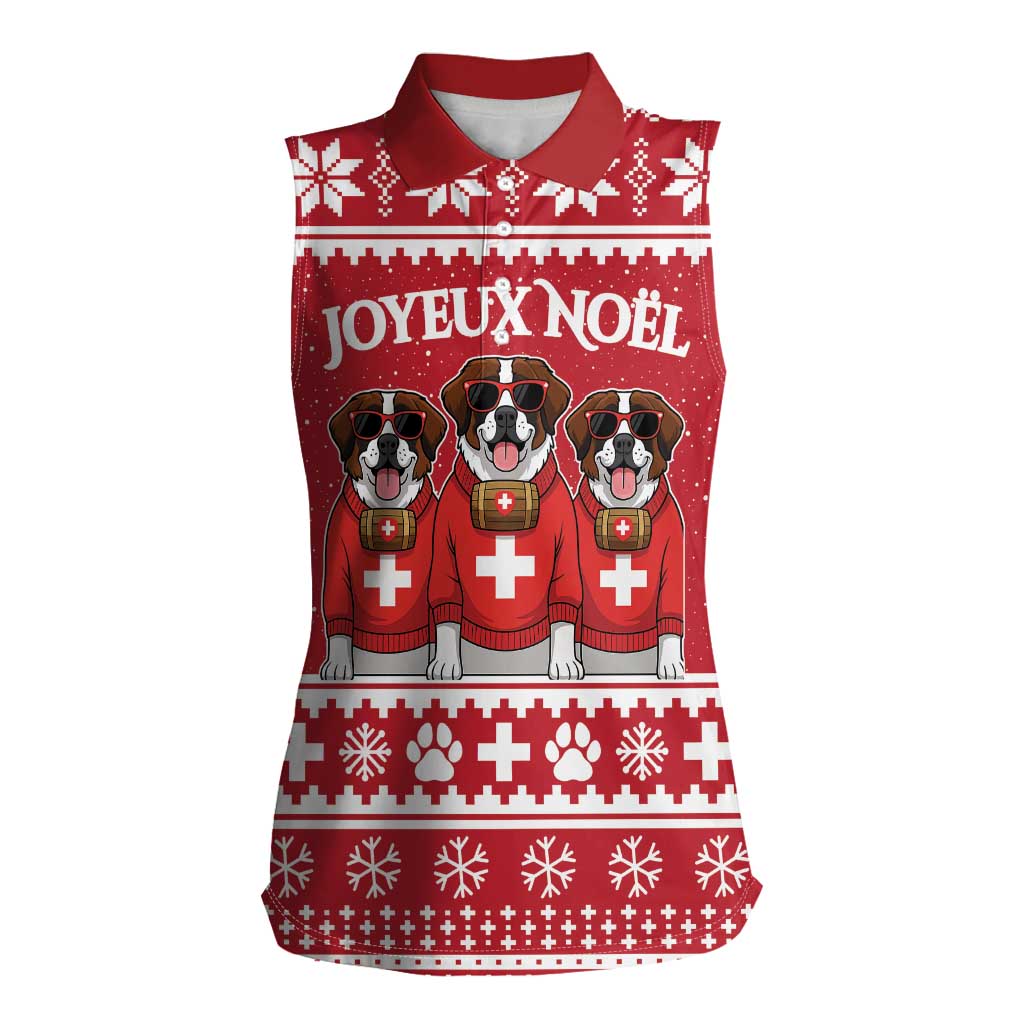 Saint Bernard Dog Switzerland Christmas Women Sleeveless Polo Shirt - Wonder Print Shop