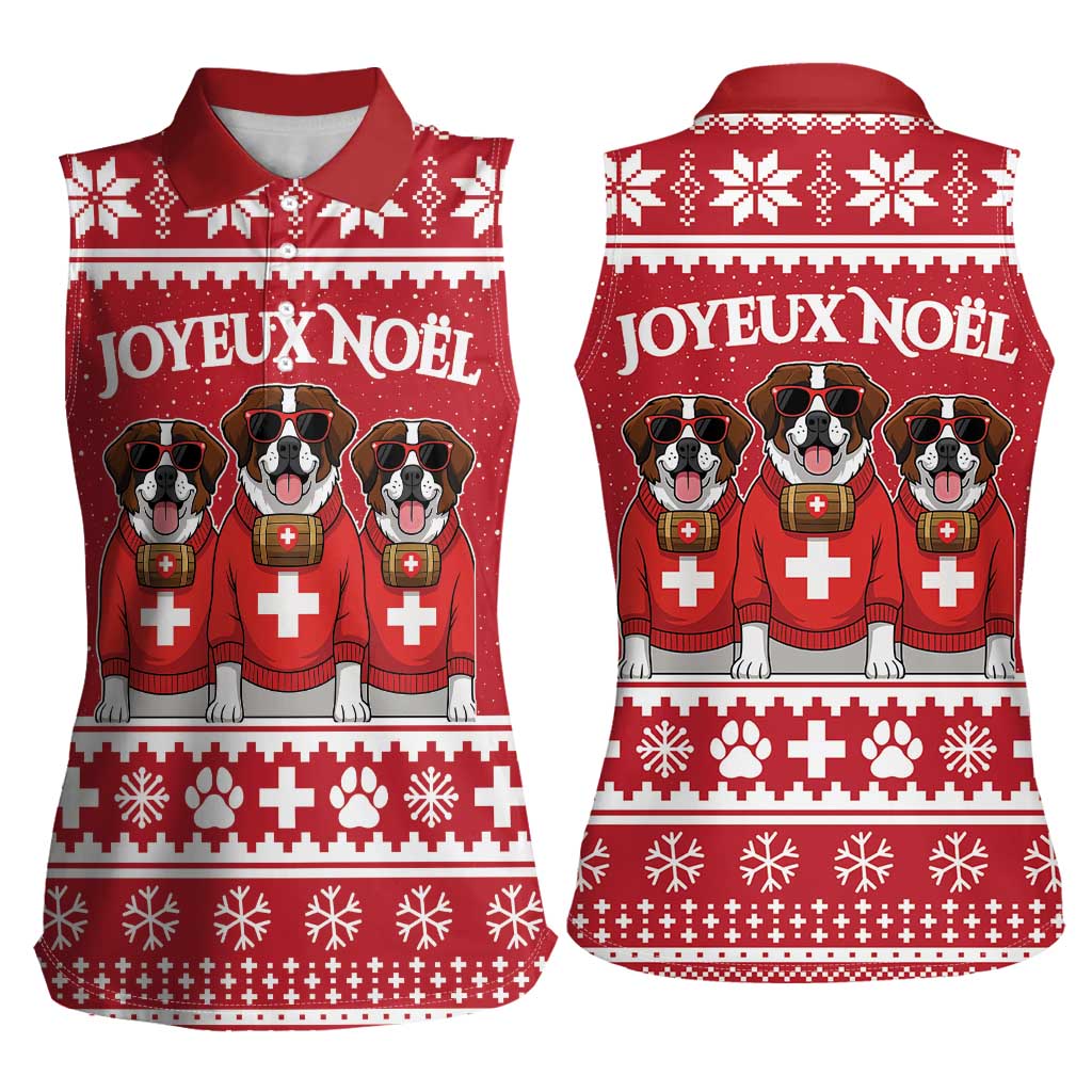 Saint Bernard Dog Switzerland Christmas Women Sleeveless Polo Shirt - Wonder Print Shop