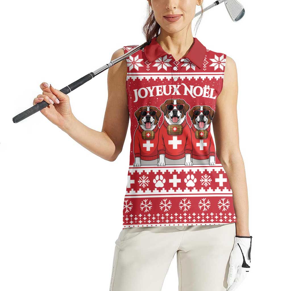 Saint Bernard Dog Switzerland Christmas Women Sleeveless Polo Shirt - Wonder Print Shop