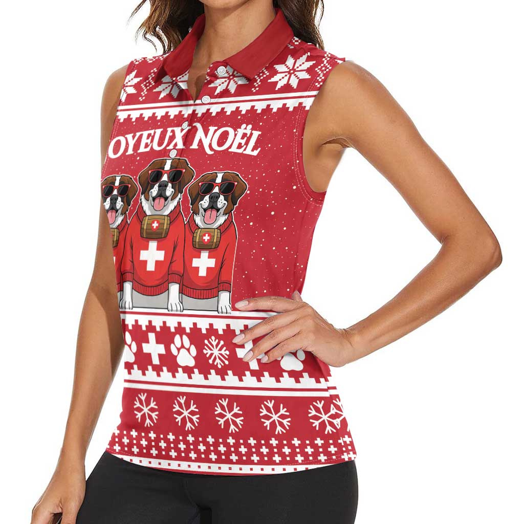 Saint Bernard Dog Switzerland Christmas Women Sleeveless Polo Shirt - Wonder Print Shop