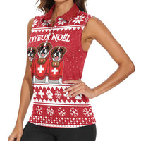 Saint Bernard Dog Switzerland Christmas Women Sleeveless Polo Shirt - Wonder Print Shop