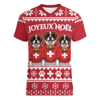 Saint Bernard Dog Switzerland Christmas Women V-Neck T-Shirt - Wonder Print Shop