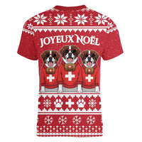 Saint Bernard Dog Switzerland Christmas Women V-Neck T-Shirt - Wonder Print Shop