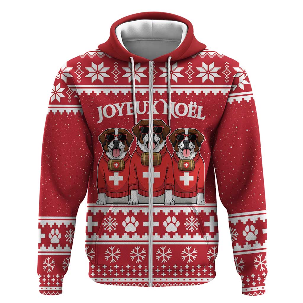 Saint Bernard Dog Switzerland Christmas Zip Hoodie - Wonder Print Shop
