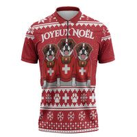 Saint Bernard Dog Switzerland Christmas Zipper Polo Shirt - Wonder Print Shop