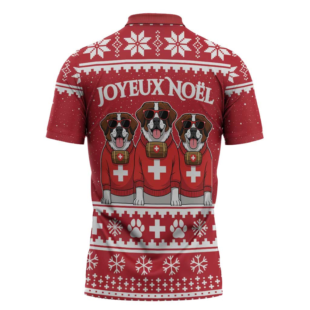 Saint Bernard Dog Switzerland Christmas Zipper Polo Shirt - Wonder Print Shop