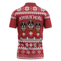 Saint Bernard Dog Switzerland Christmas Zipper Polo Shirt - Wonder Print Shop