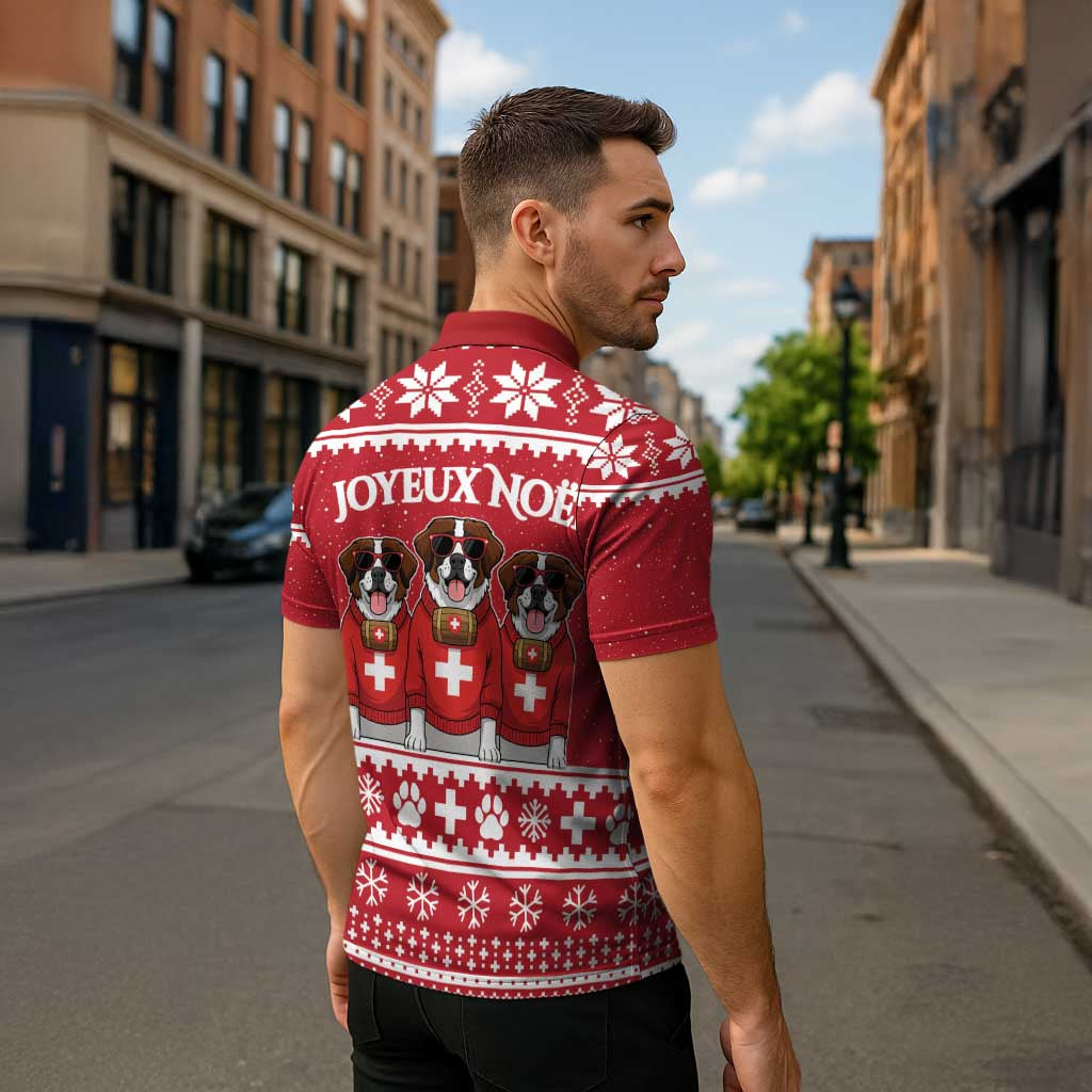 Saint Bernard Dog Switzerland Christmas Zipper Polo Shirt - Wonder Print Shop