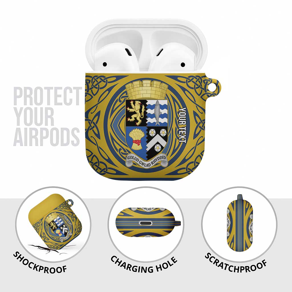 Personalized Cardiganshire Wales AirPods Case Ceredigion Coat of Arms Celtic Design - Wonder Print Shop