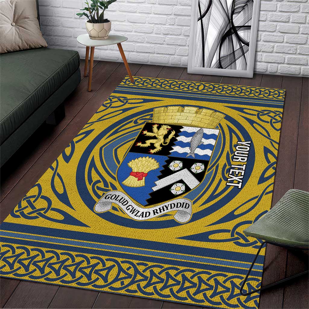 Personalized Cardiganshire Wales Area Rug Ceredigion Coat of Arms Celtic Design - Wonder Print Shop
