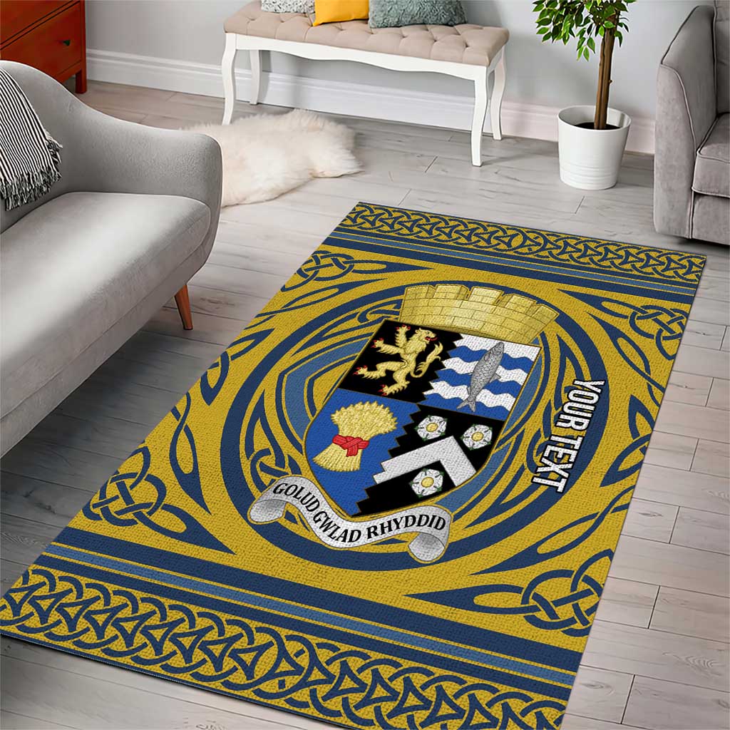 Personalized Cardiganshire Wales Area Rug Ceredigion Coat of Arms Celtic Design - Wonder Print Shop