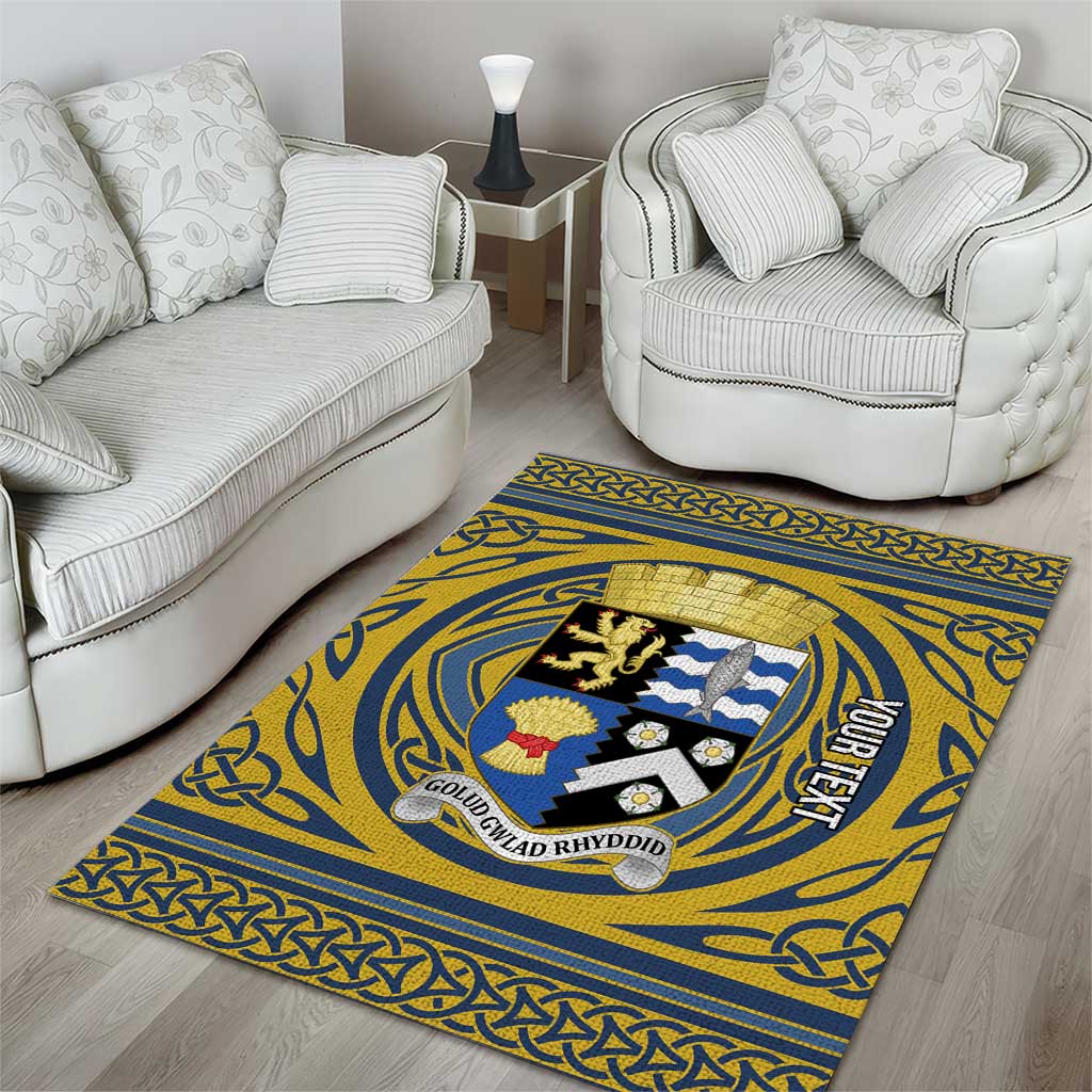 Personalized Cardiganshire Wales Area Rug Ceredigion Coat of Arms Celtic Design - Wonder Print Shop