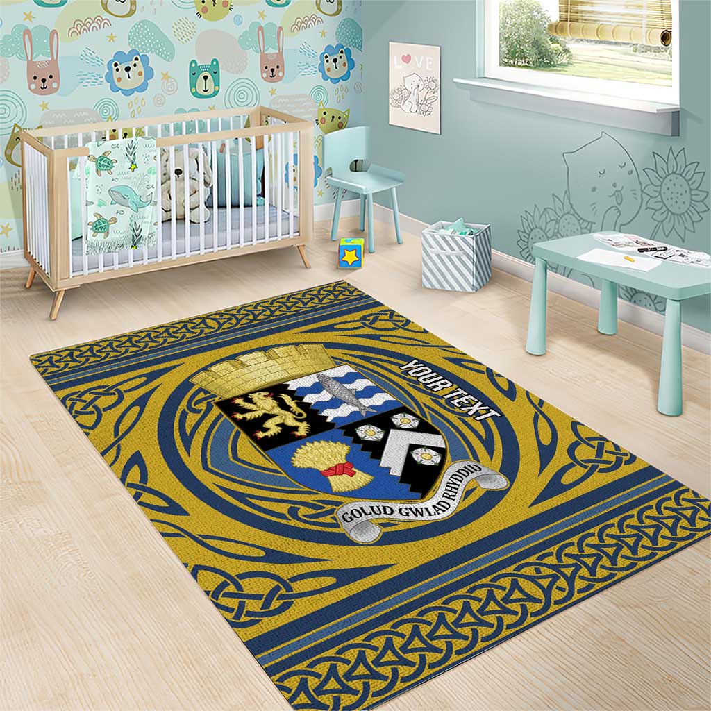 Personalized Cardiganshire Wales Area Rug Ceredigion Coat of Arms Celtic Design - Wonder Print Shop