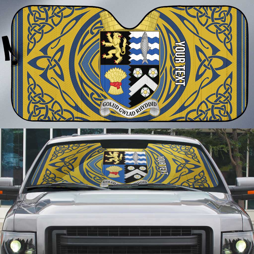 Personalized Cardiganshire Wales Auto Sun Shade Ceredigion Coat of Arms Celtic Design - Wonder Print Shop