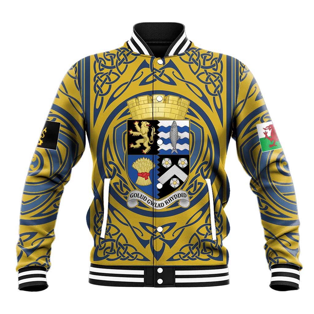 Personalized Cardiganshire Wales Baseball Jacket Ceredigion Coat of Arms Celtic Design - Wonder Print Shop