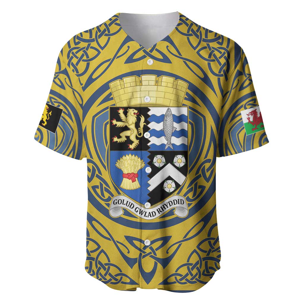 Personalized Cardiganshire Wales Baseball Jersey Ceredigion Coat of Arms Celtic Design - Wonder Print Shop