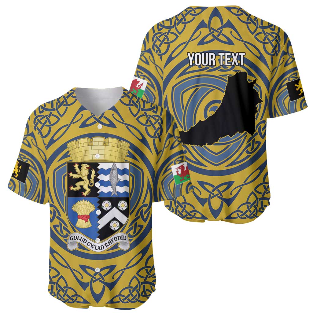 Personalized Cardiganshire Wales Baseball Jersey Ceredigion Coat of Arms Celtic Design - Wonder Print Shop