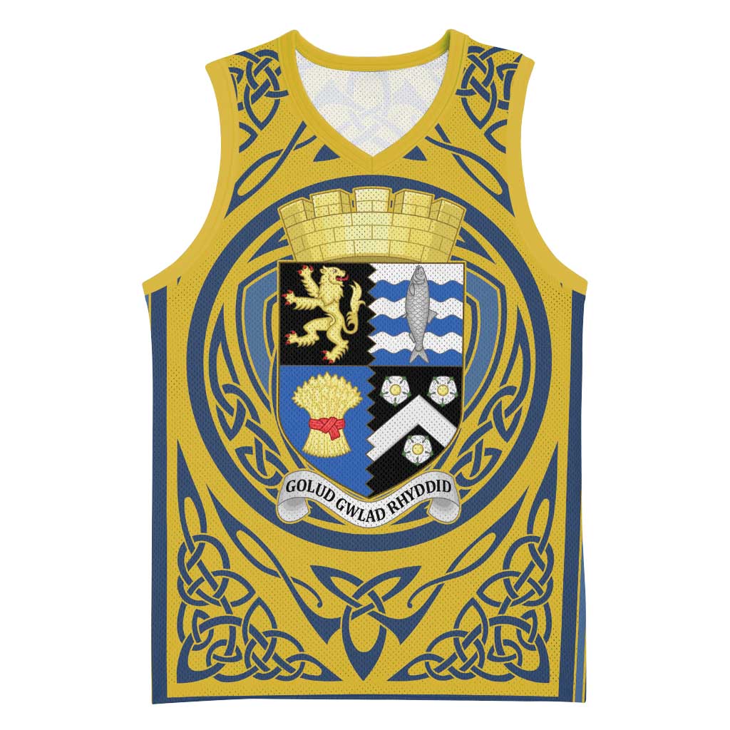Personalized Cardiganshire Wales Basketball Jersey Ceredigion Coat of Arms Celtic Design - Wonder Print Shop