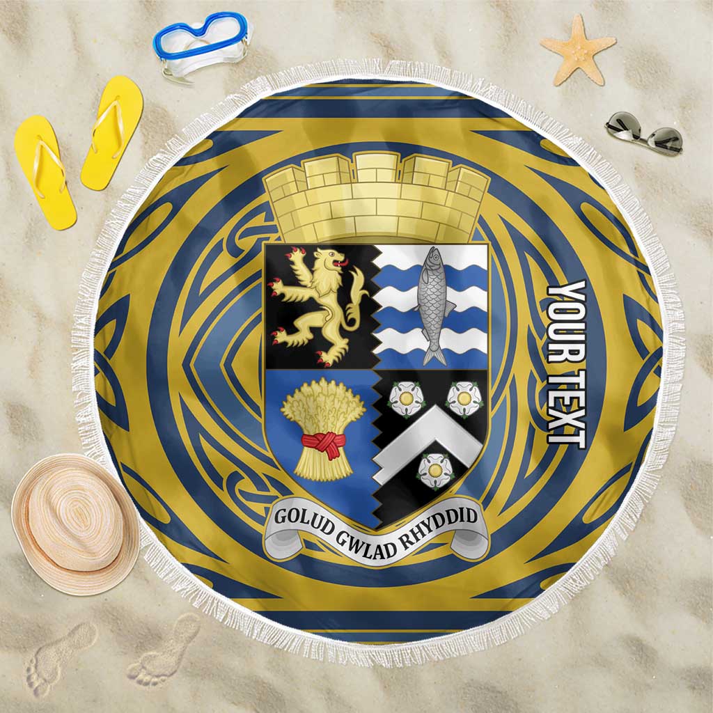 Personalized Cardiganshire Wales Beach Blanket Ceredigion Coat of Arms Celtic Design - Wonder Print Shop